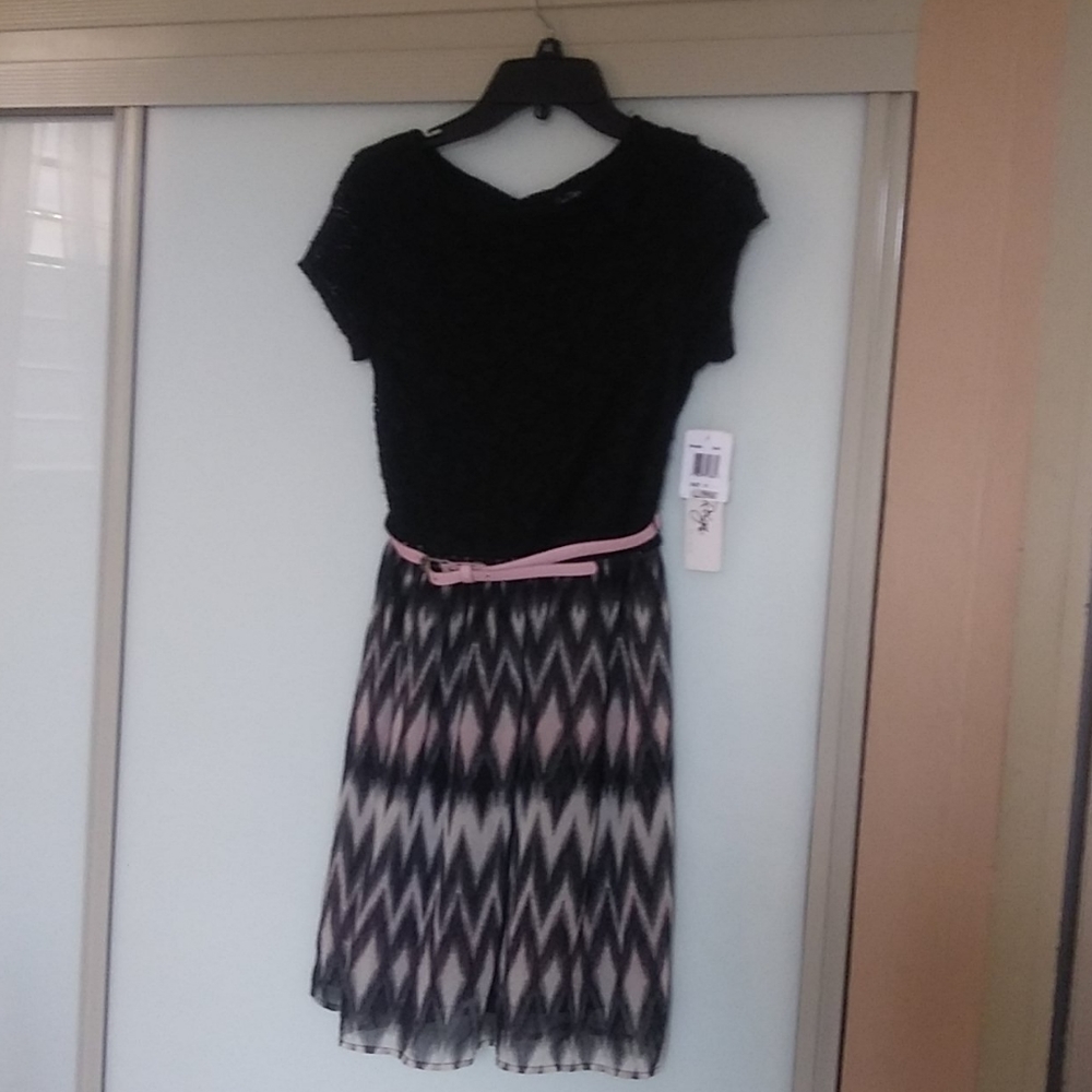 A black , grey and pink dress